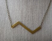 Chevron necklace - simple brass geometric, tribal, retro