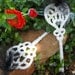 Shabby Chic Skeleton Keys White with Black Tulle Set of 2
