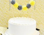 MADE TO ORDER - Yarn Pom Pom Cake Bunting - Garland, Baby Shower, Wedding Shower, Cake Topper, Birthday Party