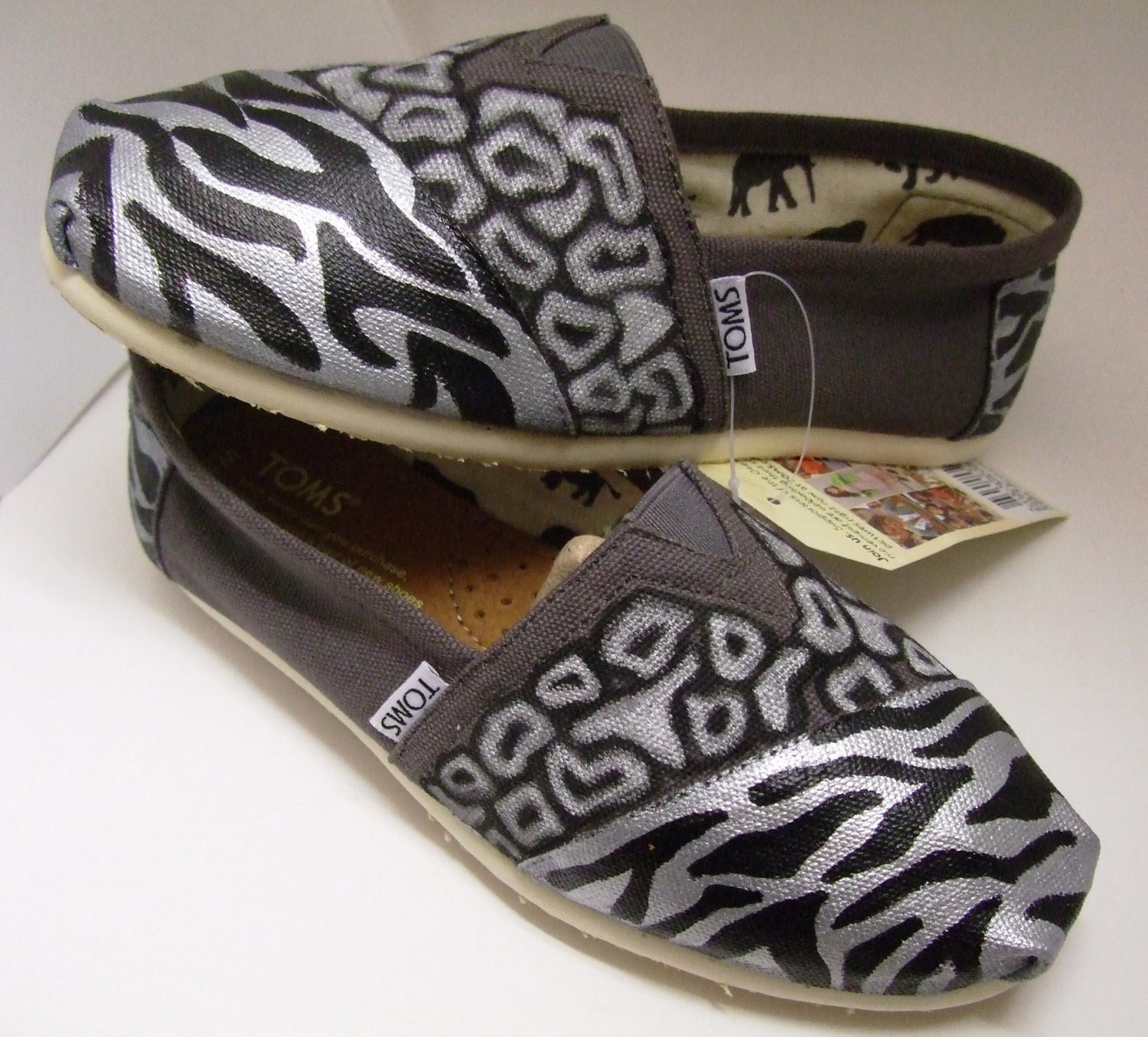 Custom painted ANIMAL PRINT TOMS Shoes
