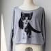 Cat Sweatshirt Pullover Oversize style Cat Pet Animal Print Bat Style Half Body In Grey.