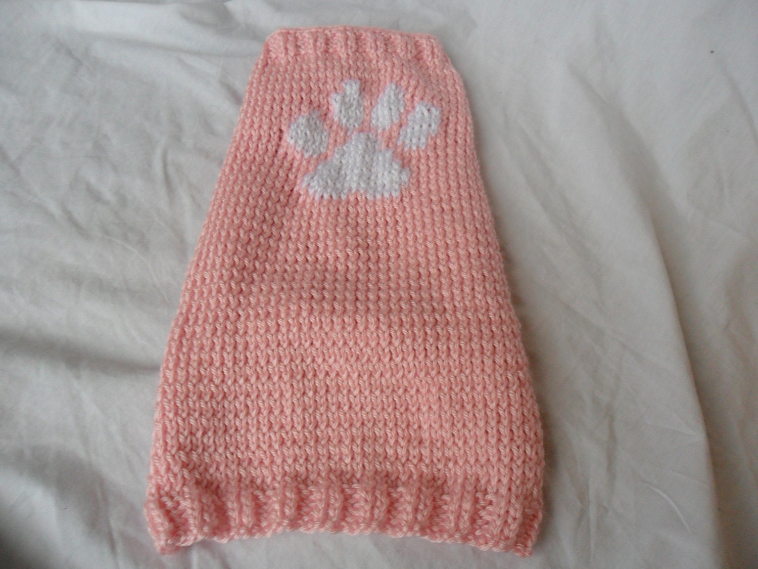 Knit Dog Sweater - Size Small, Pink with Paw Print