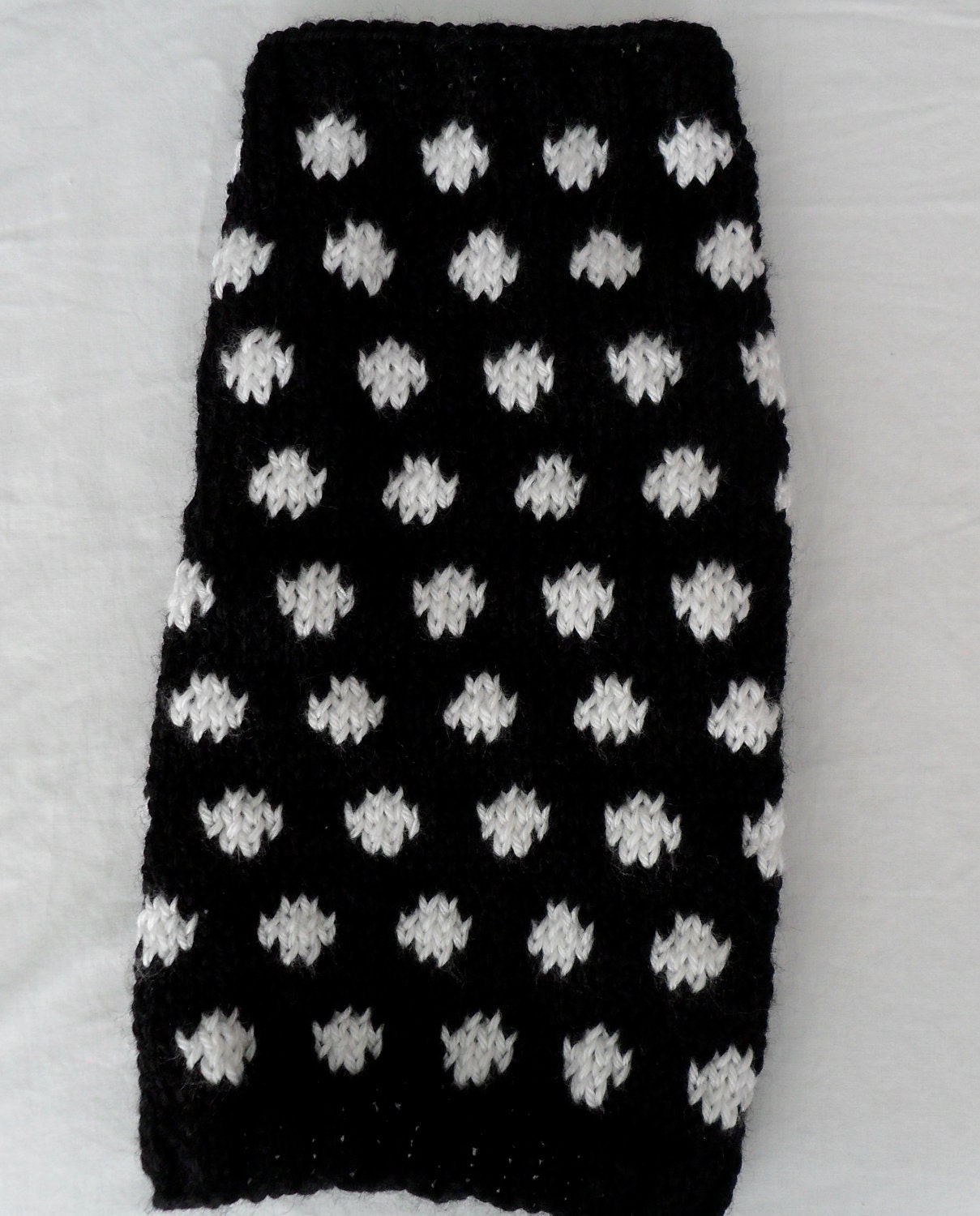 Small Dog Sweater - Black and White Polka Dot