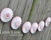Personalized French Vintage Themed Rosette Name Party Banner - Made to Order - Birthday, Baby Shower, Crown, Princess, Bachelorette