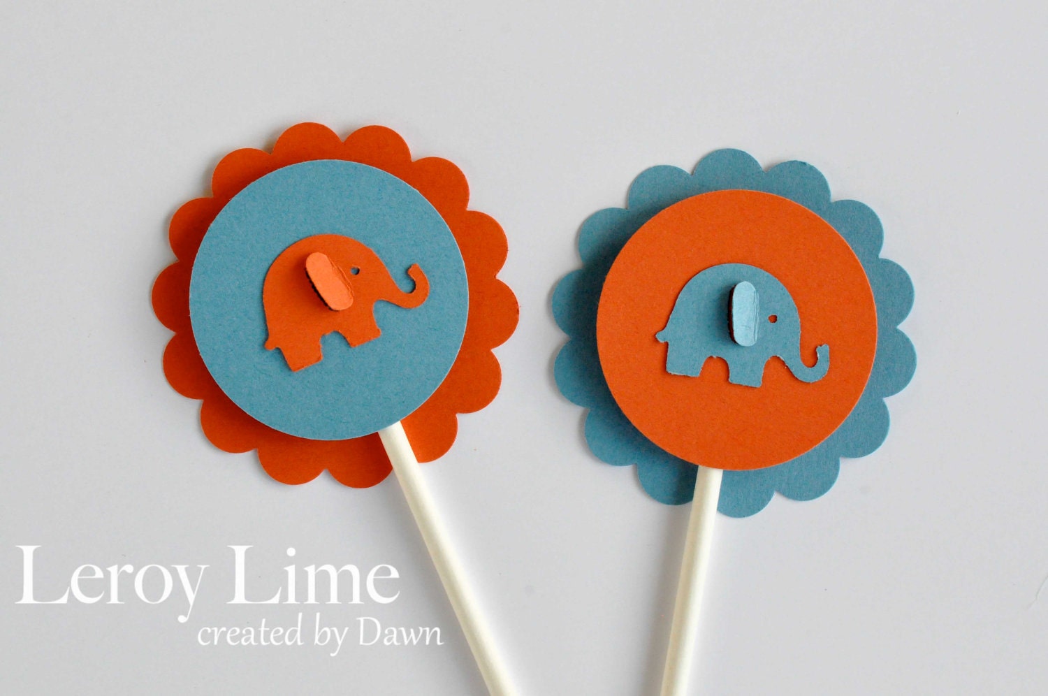 Baby Elephant 'Twin' Cupcake Toppers - Twin Baby Shower, Elephant Party, Cupcake Toppers, Twin Party Supply