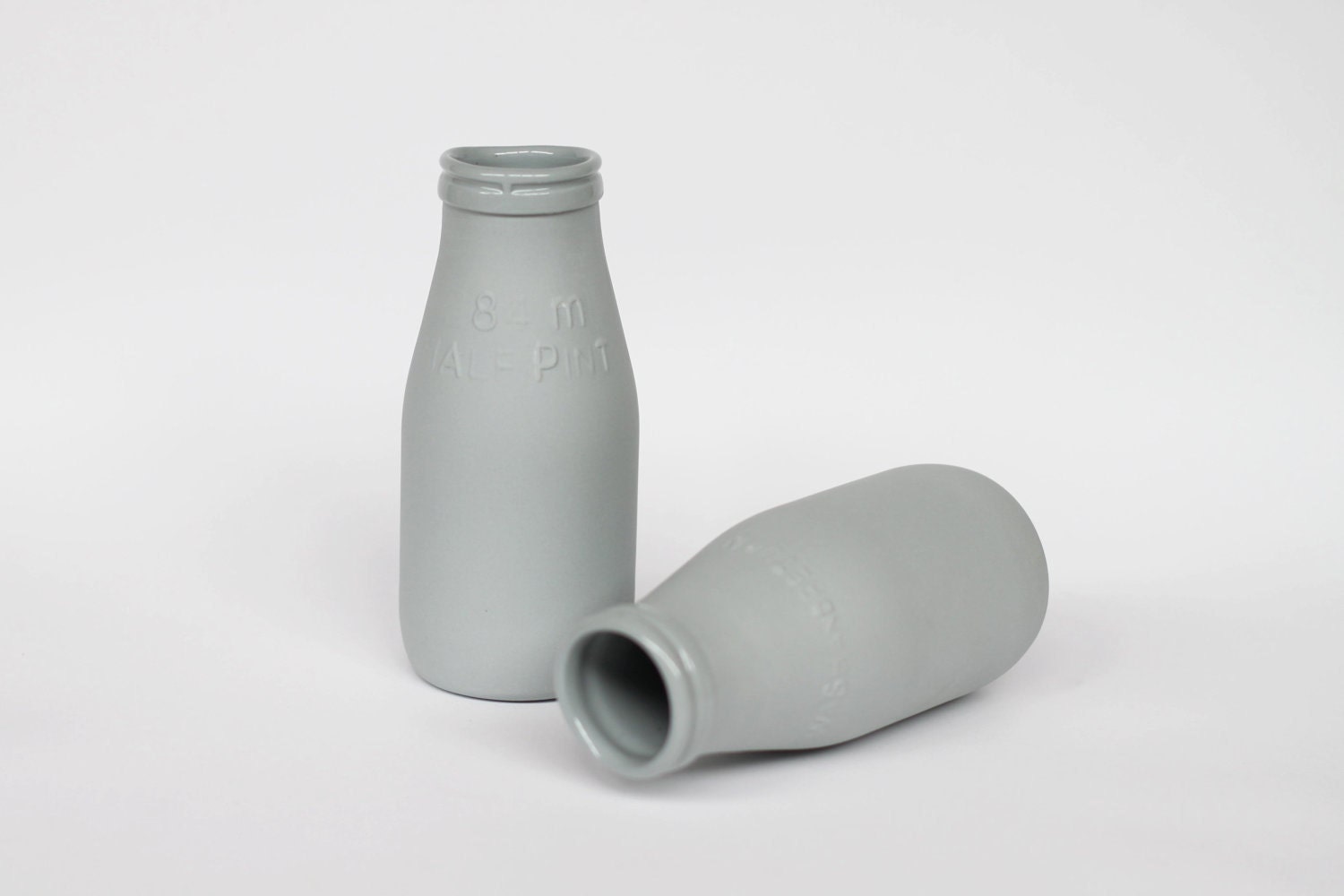 porcelain replica vintage milk bottle mini - (concrete colour)