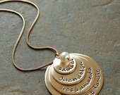 Custom Personalized Hand Stamped Mother's Gold Filled Four Layers Stacked Large Family Many Names Necklace - Mother's Day