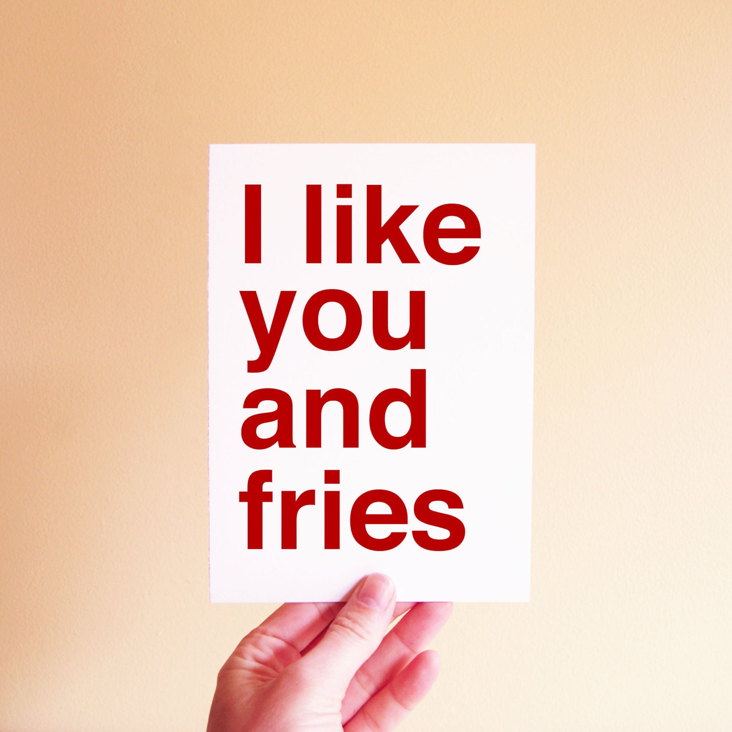 Funny Valentine Card - Valentine's Day Card - Funny Anniversary Card - Funny Thank You Card - Kitchen Art - I like you and fries