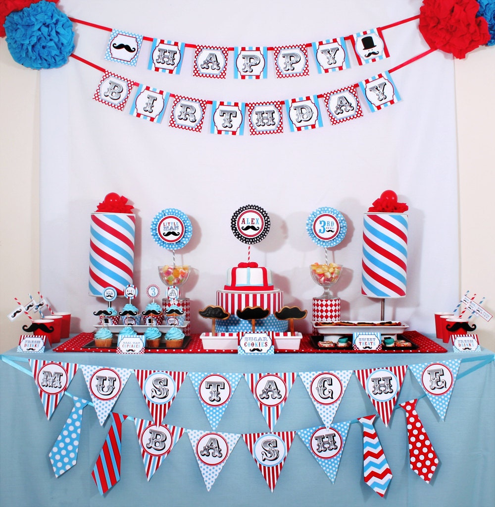 Little Man Mustache Birthday Party Package Personalized FULL Collection Set - PRINTABLE DIY - PS829x Il_170x135