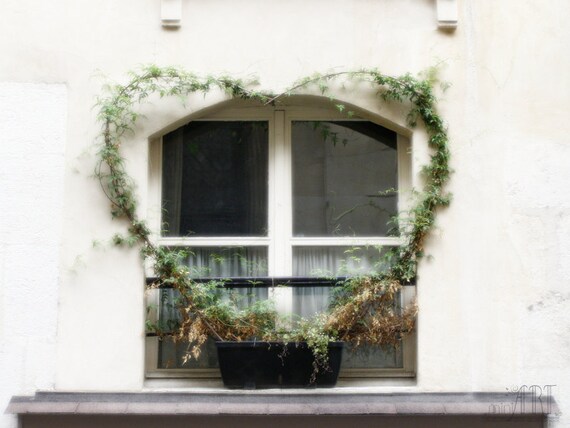 Paris photogrphy, love print, natural home decor, romantic heart window, gift for lover, fine art photography 5x7 (13x18)F R E E  SHIPPING