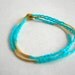 Christmas in July, Tiny Beaded Bracelet in Turquoise and Gold, Friendship Bracelet, Small Delicate Bracelet