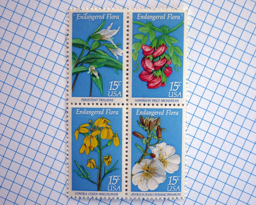 Vintage un-used - Endangered Flora - postage stamps to post 5 letters - packandpost