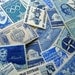 GRAB BAG - Assorted Blues - Vintage un-used postage stamps - to post 5 letters - or use in scrapbooking or craft projects
