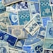 GRAB BAG - Assorted Blues - Vintage un-used postage stamps - to post 5 letters - or use in scrapbooking or craft projects