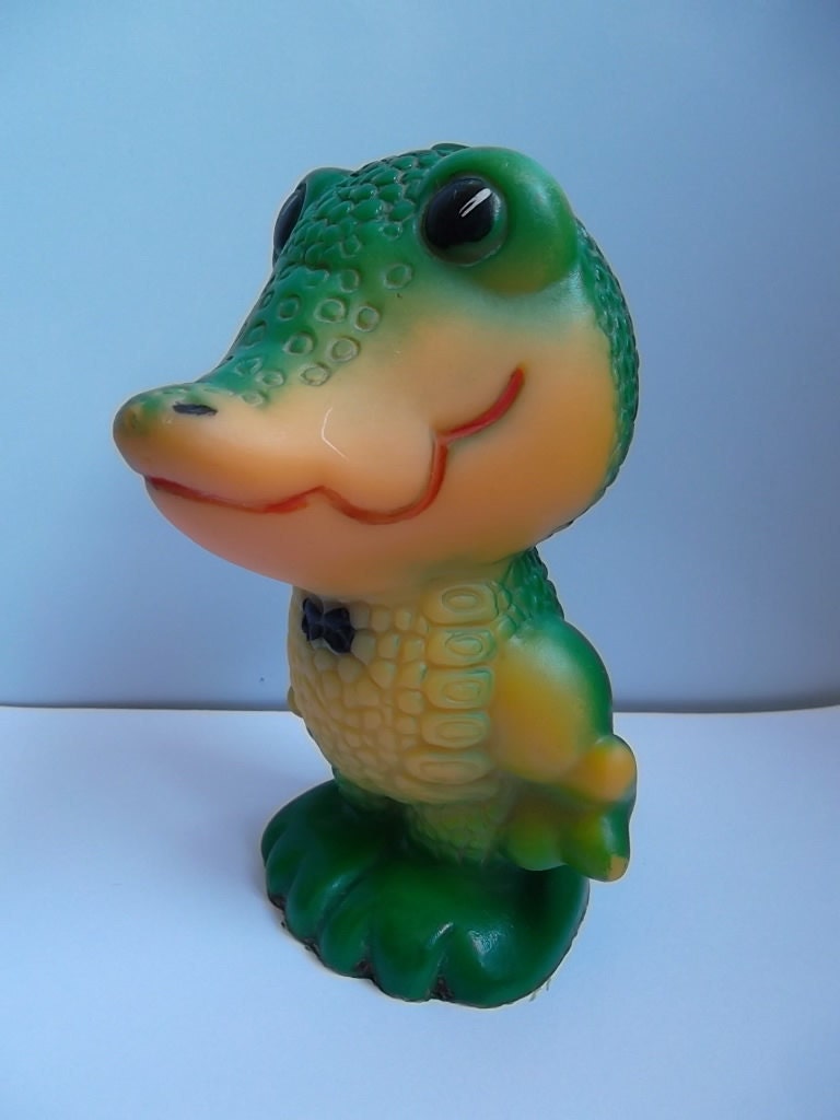 Super Rare vintage rubber  toy  "Cheburashka" - "Gena Crocodile", a character of children's cartoon. Made in the USSR.