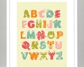 Alphabet Poster with Animals - Sugar Sweet Colors - 8x10