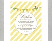 Baptism Gift - Bible Verse - Psalm 121: 5-8 - With custom name