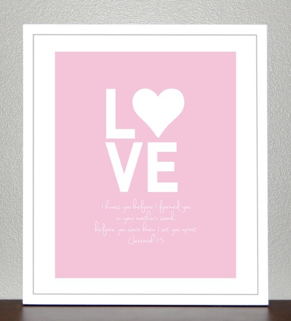 Nursery Art - Bible verse Jeremiah 1:5 - I knew you before I formed you in your mothers womb