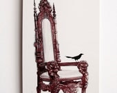 Your Royal Highness--A 10" x 20" illustration of a black bird perched upon an ornate Victorian red throne infused onto high-gloss alluminum
