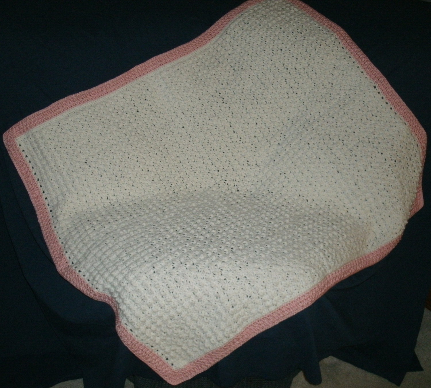Crochet Girl Baby Blanket - Bubbles, Bubbles Everywhere with Pink Trim