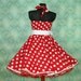 50's vintage dress full skirt red white polka dots Retro Dress Tailor Made