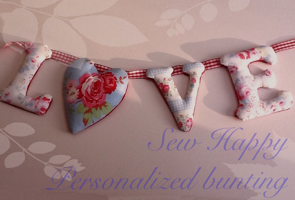 Personalized bunting, Name bunting, LOVE garland
