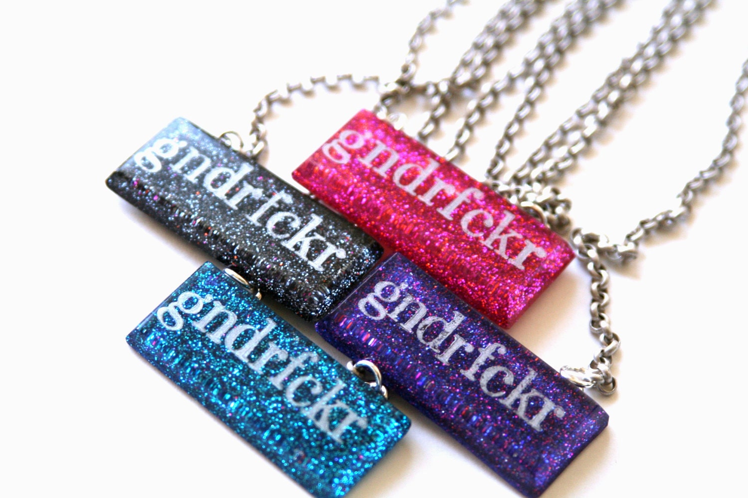 GNDRFCKR on PINK Queer Glitter Resin Necklace