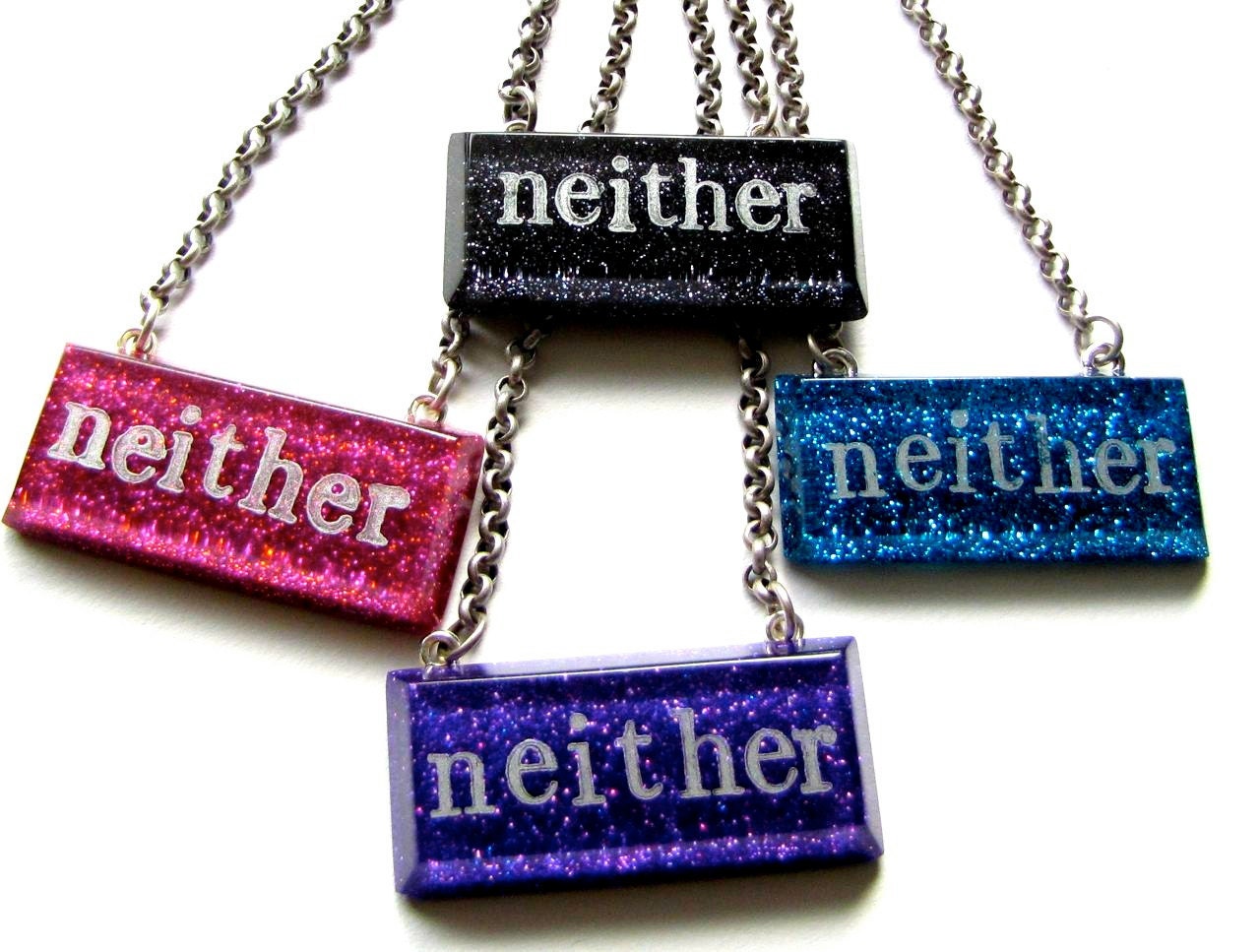 NEITHER Made to Order Queer Glitter Resin Necklace Choice of Color