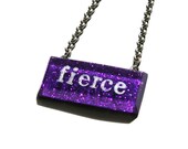 FIERCE on PURPLE Queer Glitter Resin Necklace