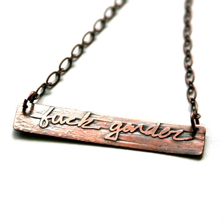 F&CK GENDER Etched and Oxidized Copper Necklace