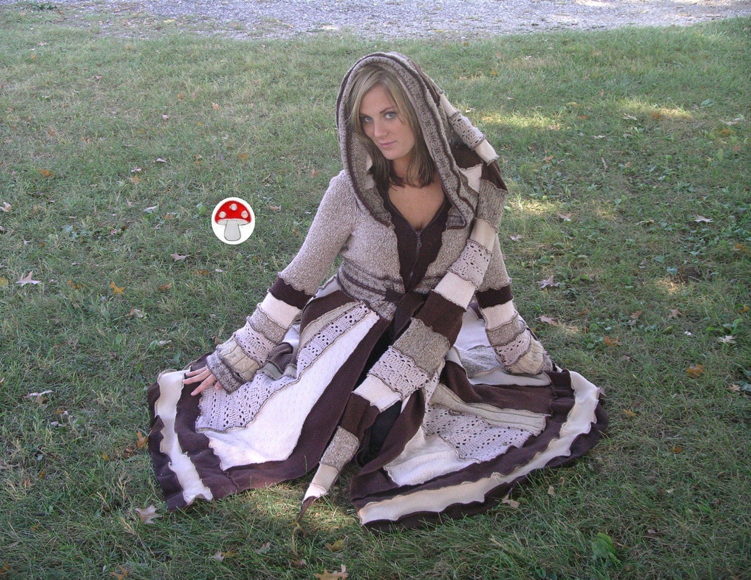 RESERVED For Dominique Almond Chocolate Elf Coat Size Small Recycled Fairy Pixie Dream Dress Traveling Gypsy Sweater Ren Fest Fantasy Jacket