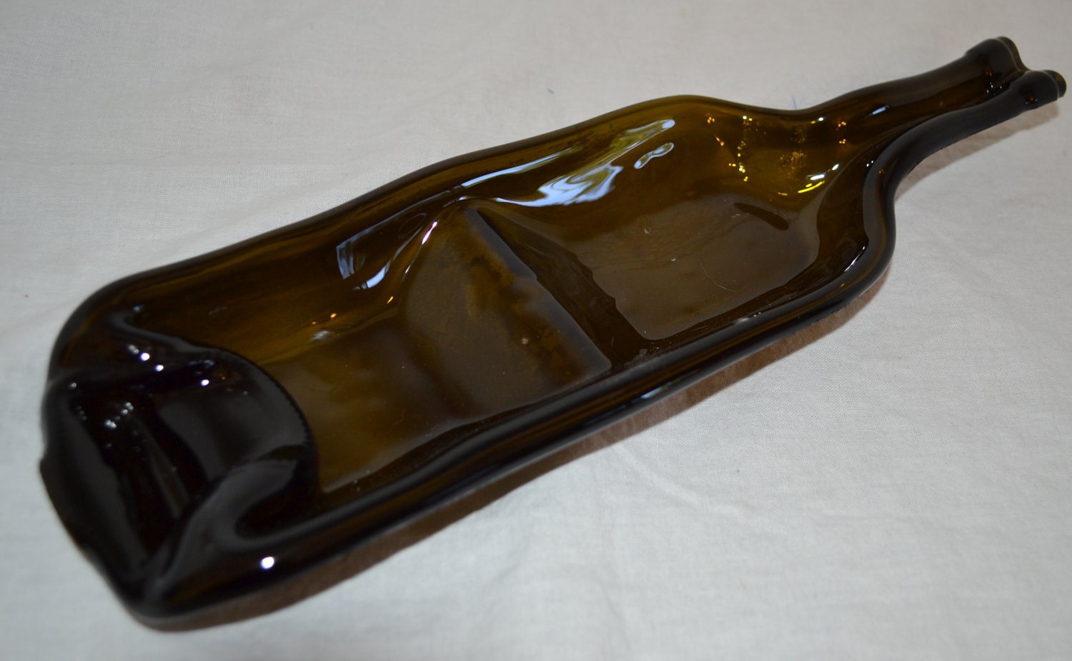 Brown two section divided wine bottle appetizer/snack serving dish tray cheese