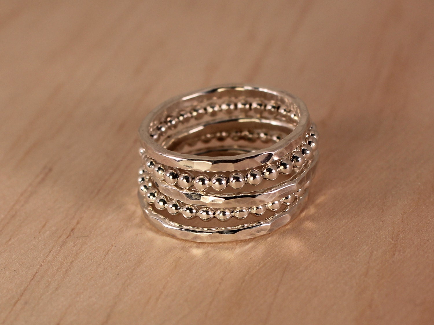 MADE TO ORDER - Five Silver Stacking Rings - Sterling Silver
