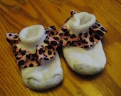 Pink Leopard Infant or Toddler Ruffle Ribbon Socks