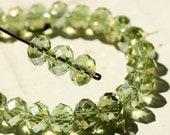 Peridot Green AB Crystal Rondelle Chinese Faceted Rondel Glass Beads 8mm 30pcs Light Olive