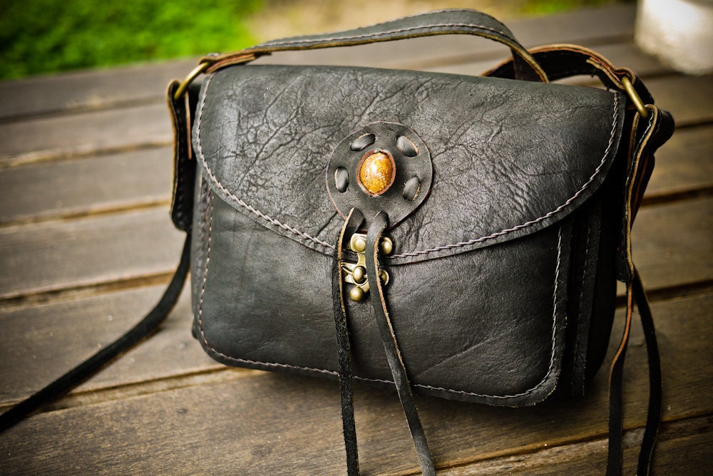 Gypsy Nomad Cross-Body Black Leather Purse