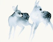 Watercolor Artwork Ghost Fawns - Fine Art Print from Original Watercolor Painting