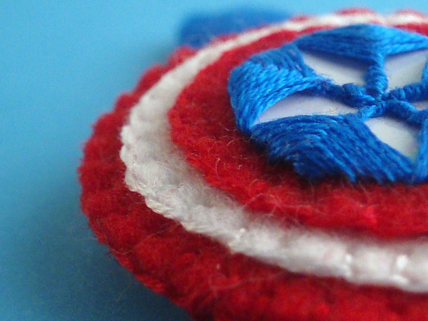 Captain America Barrette or pin--Embroidered Felt