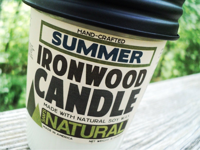 Summer Ironwood Soy Candle in Jelly Jar Summer Scent Tropical Pina Colada Pineapple Gifts for Men Housewarming Gift Soy Candle