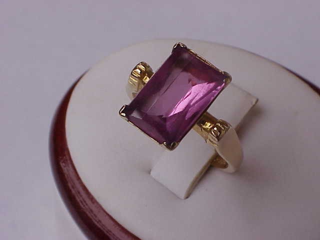 Antique Art Deco 10K YG Huge Natural Amethyst  Ring,1950s  Vintage