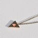 small peach & brass wood triangle necklace