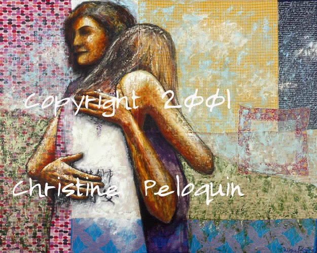 Forgiveness- Print of Mixed Media Fabric and Paper Collage Drawing/ Painting by Christine Peloquin