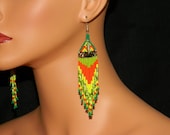 Native American "Grass Dancer No.1" Beaded Earrings Lakota Charm EXCLUSIVE