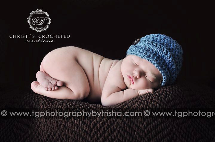 Baby Boy Newsboy Hat, Crochet Hat, Photo Prop, Teal Turquoise