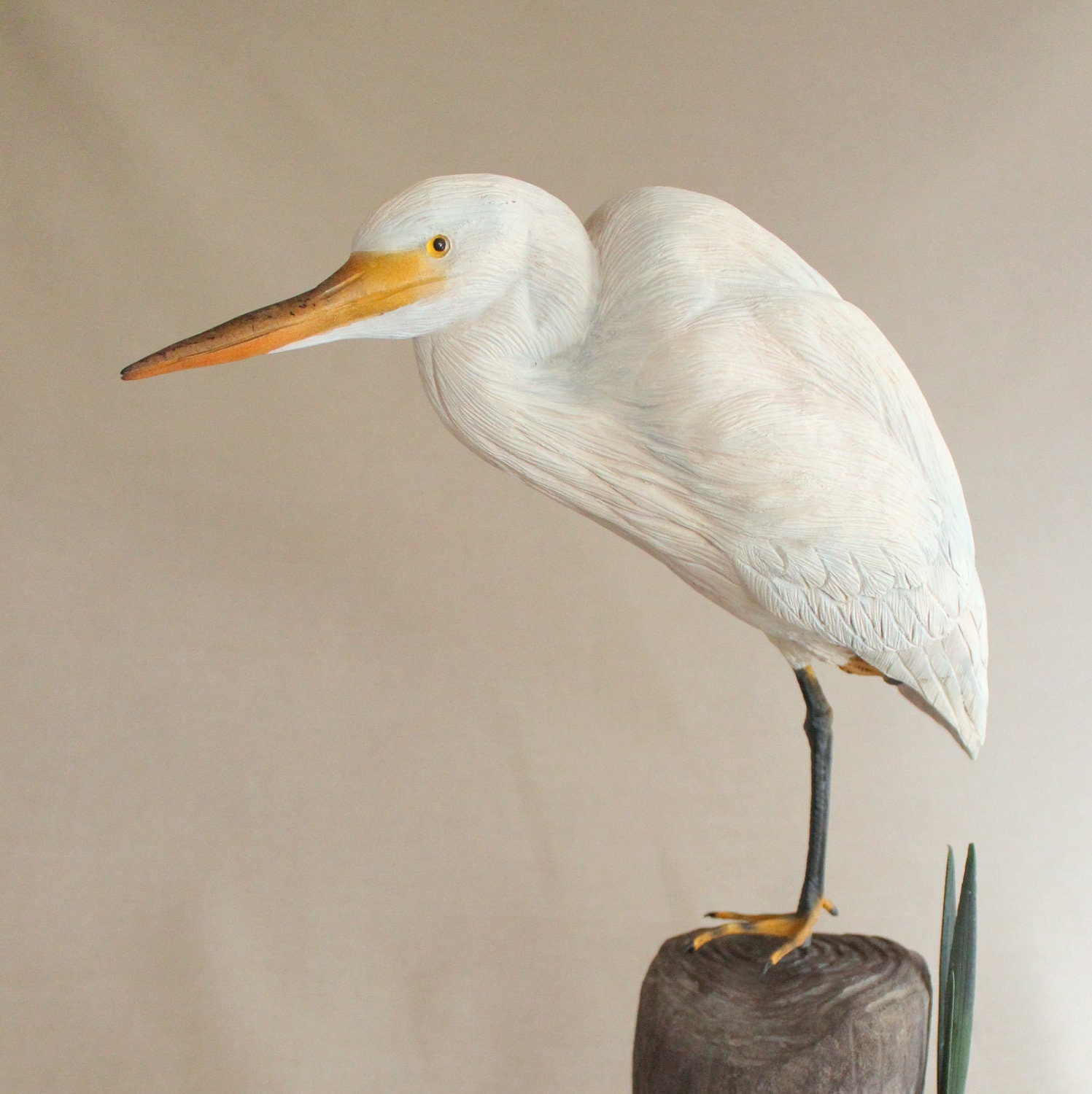 Bird Carving - Hand Carved White Egret