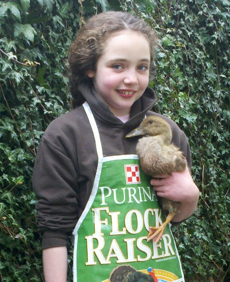 Upcycled Feed Bag Apron for Kids Spring Garden Gift