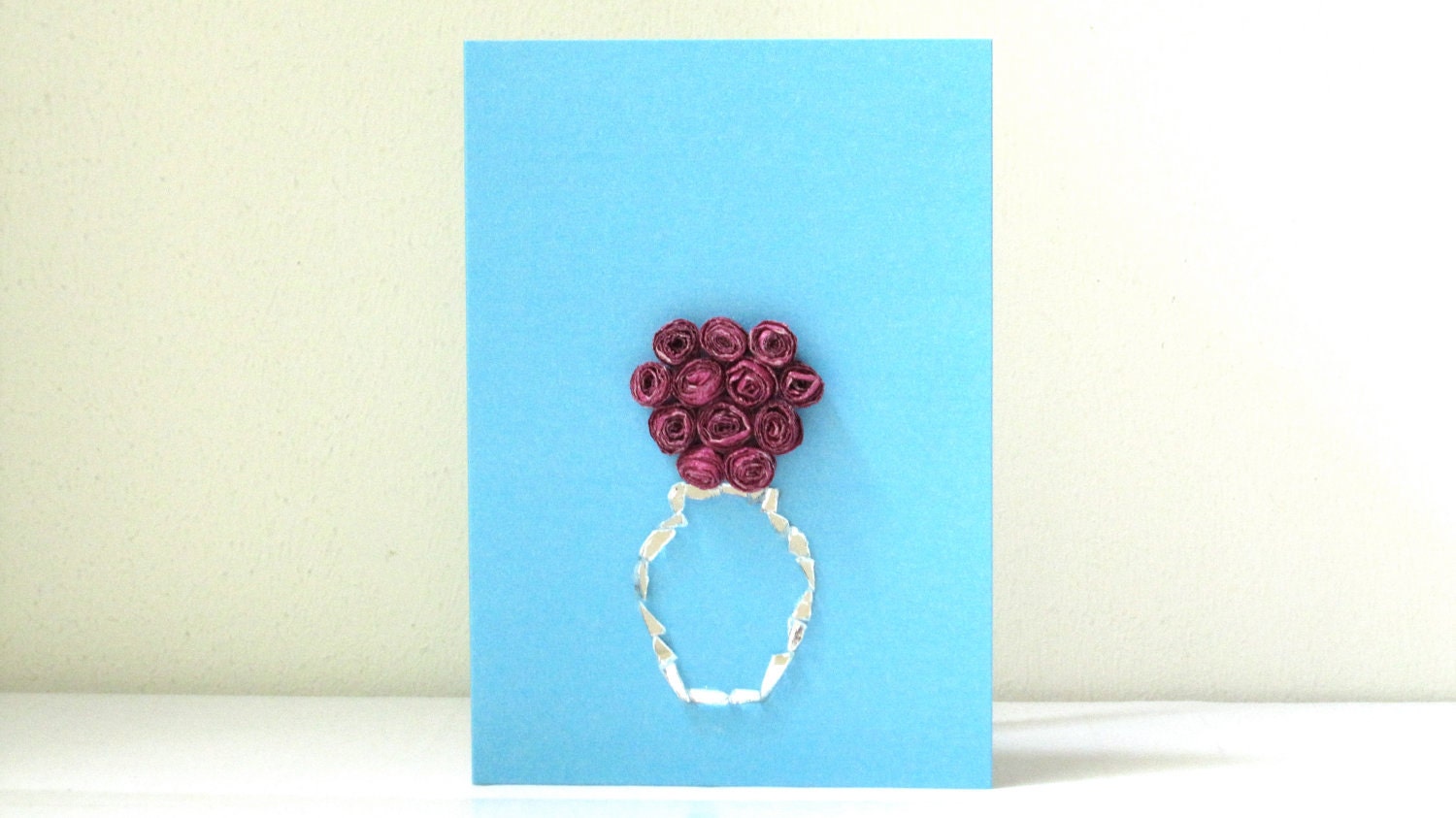 Bouquet of Roses - Original Handmade Unique Special Cute Lovely Romantic Greeting Card - PaperAndPaintRocks