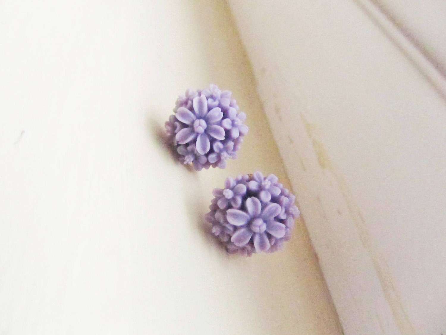 Beautiful Lavender clustered Floral Stud Earrings -Flower Earring Post- -