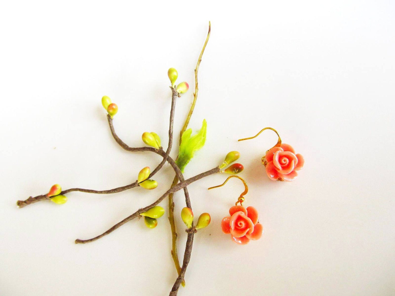 Orange Flower Earringsflower earrings sweet 16 feminine pretty all occasions great gift great buy.-