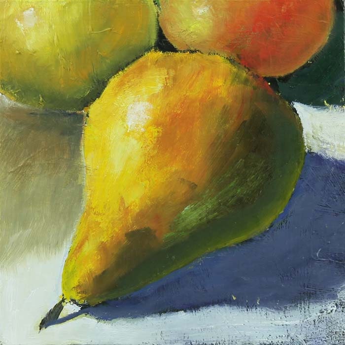 Pears Still Life Painting Original Oil on wood panel 6x6 inch wall decor